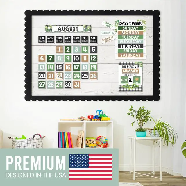 Alt view image 2 of 7 - Classroom Calendar Set -School Calendar Bulletin Board Decor Kids Class Calendar for Greenery Classroom Decor, Kindergarten Preschool Teacher Must Haves, Homeschool & Daycare Essentials