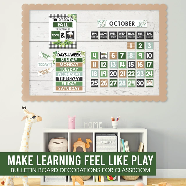 Alt view image 7 of 7 - Classroom Calendar Set -School Calendar Bulletin Board Decor Kids Class Calendar for Greenery Classroom Decor, Kindergarten Preschool Teacher Must Haves, Homeschool & Daycare Essentials