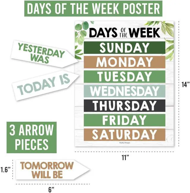 Alt view image 4 of 7 - Classroom Calendar Set -School Calendar Bulletin Board Decor Kids Class Calendar for Greenery Classroom Decor, Kindergarten Preschool Teacher Must Haves, Homeschool & Daycare Essentials