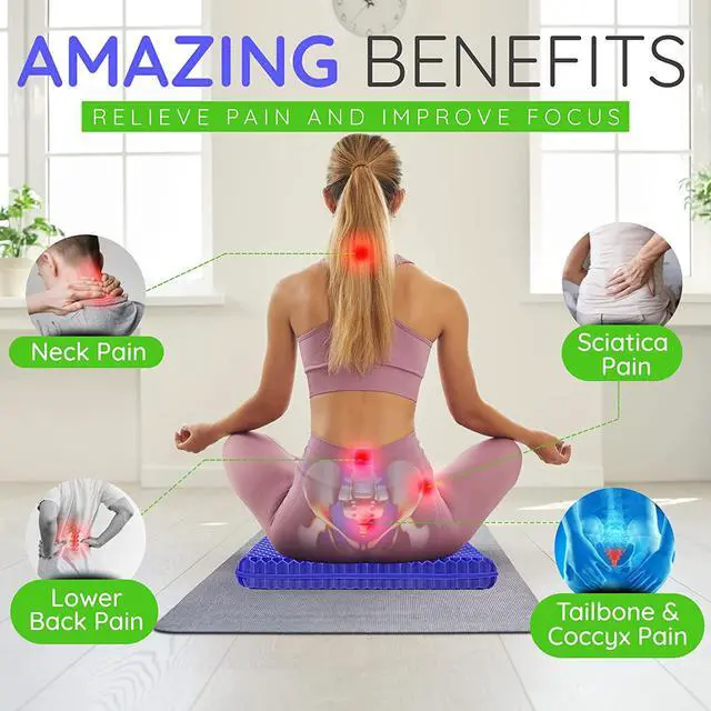 Alt view image 5 of 7 - Gel Seat Cushion for Long Sitting, Super Large Gel Cushion Chair Pads with Non-Slip Cover for Home Office Car Seat Wheelchair, Soft Breathable Honeycomb Pressure Relief Cushion for Tailbone & Hip Pain