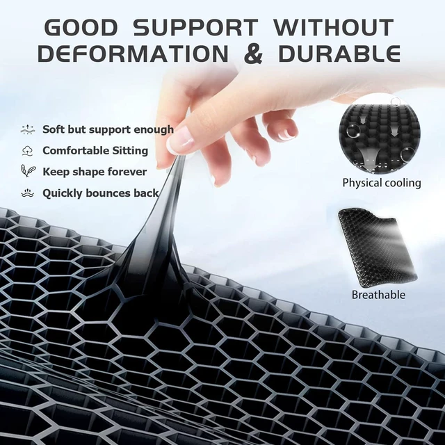 Alt view image 4 of 7 - Gel Seat Cushion for Long Sitting, Super Large Gel Cushion Chair Pads with Non-Slip Cover for Home Office Car Seat Wheelchair, Soft Breathable Honeycomb Pressure Relief Cushion for Tailbone & Hip Pain