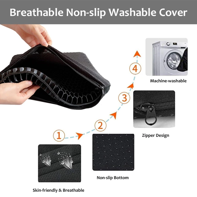 Alt view image 5 of 7 - Gel Seat Cushion for Long Sitting, Super Large Gel Cushion Chair Pads with Non-Slip Cover for Home Office Car Seat Wheelchair, Soft Breathable Honeycomb Pressure Relief Cushion for Tailbone & Hip Pain