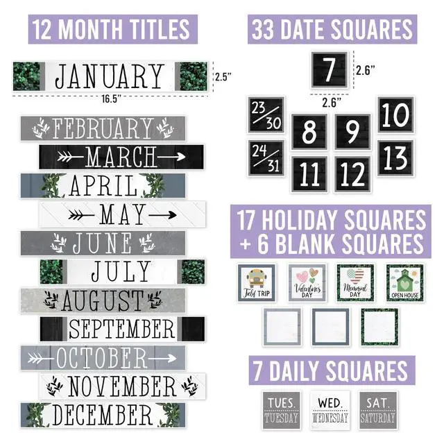 Alt view image 3 of 7 - Classroom Calendar Set -School Calendar Bulletin Board Decor Kids Class Calendar for Black Classroom Decor, Kindergarten Preschool Teacher Must Haves, Homeschool & Daycare Essentials