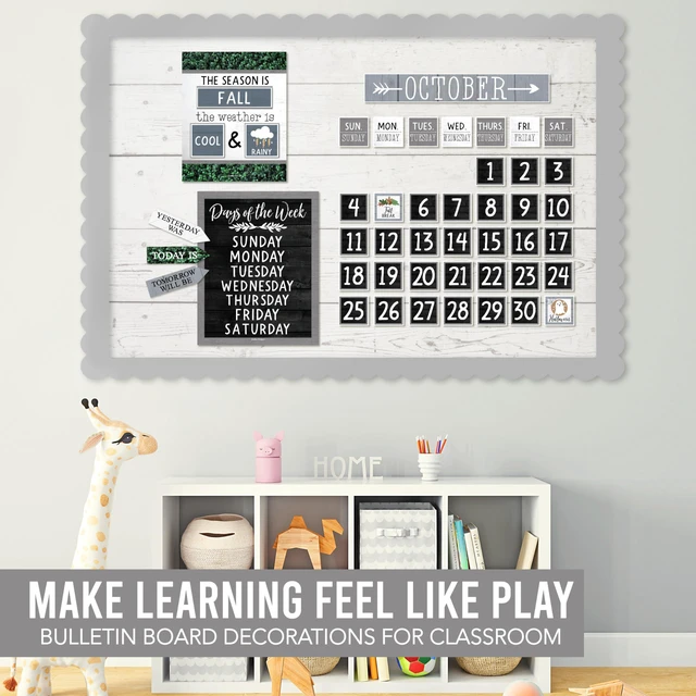 Alt view image 7 of 7 - Classroom Calendar Set -School Calendar Bulletin Board Decor Kids Class Calendar for Black Classroom Decor, Kindergarten Preschool Teacher Must Haves, Homeschool & Daycare Essentials