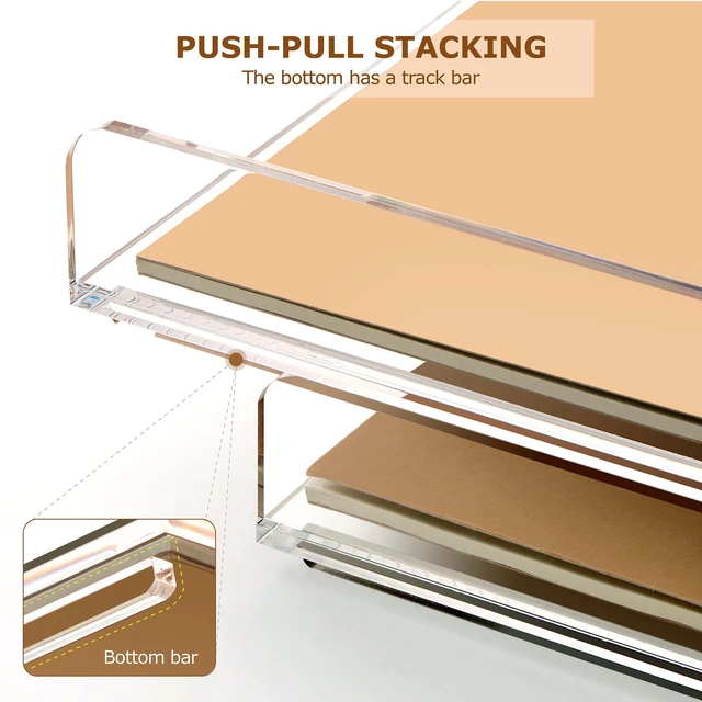 Alt view image 4 of 7 - 4 Tier Clear Desk Paper Letter Organizer Trays, A4 Stackable File Document Tray, Acrylic Desk Organizers and Accessories Sorter, Workspace Office Supplies Organizers,12.4inx8.86inx6.64in