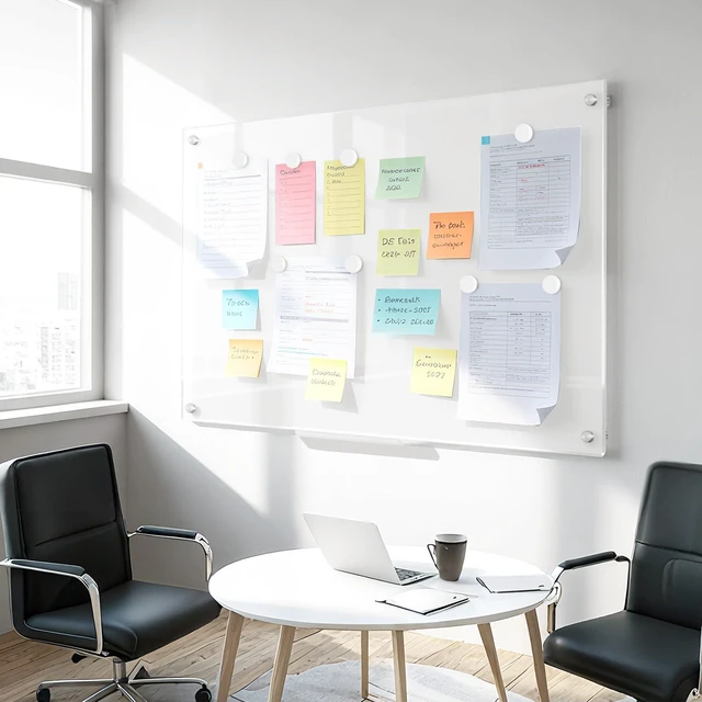 Alt view image 2 of 7 - Glass Dry Erase Board, Magnetic Tempered Glass Whiteboard 24" x 18" (2'x1.5'), Ultra White