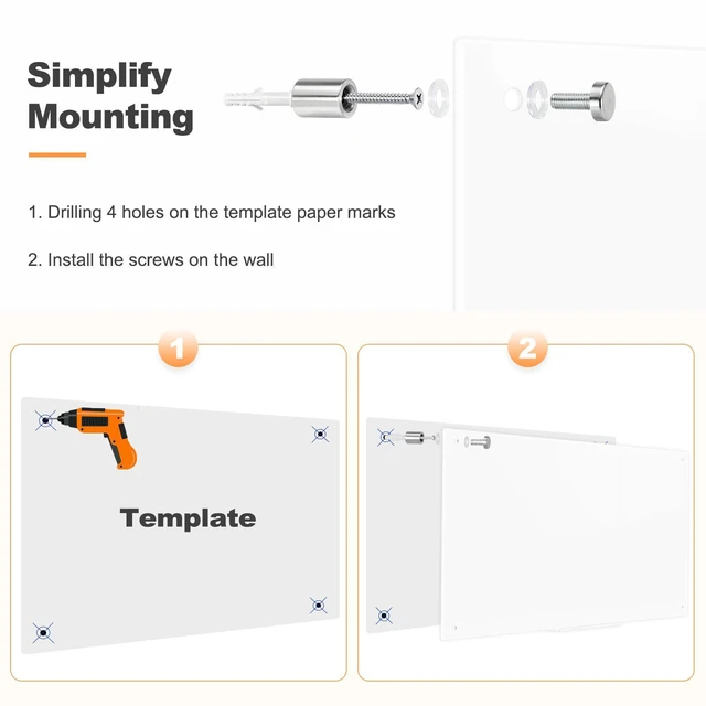 Alt view image 6 of 7 - Glass Dry Erase Board, Magnetic Tempered Glass Whiteboard 24" x 18" (2'x1.5'), Ultra White