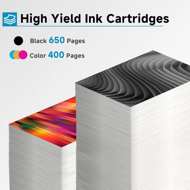 Alt view image 4 of 6 - 63XL Ink Cartridges Black Color Combo Pack Replacement for HP 63 XL HP63XL HP63 for 3830 4650 4652 4655 5200 5252 5255 5258 4520 4512 1112 2132 3630 3632 3631 2130 4510 4654 Printers Black Tricolor