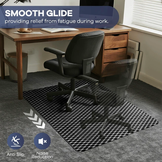 Alt view image 2 of 7 - Office Chair Mat for Carpet, 48" x 60" Large Computer Desk Chair Mat for Low Carpeted Floors, Thick and Sturdy Carpet Protector for Rolling Chairs, Easy Glide Floor Mat for Home, Gaming (Black)