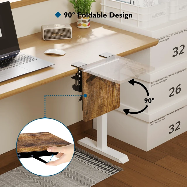 Alt view image 3 of 7 - Ergonomic Desk Extender Tray, 9.5"x9.1" Table Mount Arm Wrist Rest Shelf, 90° Foldable Elbow Support, Clamp on Computer Arm Rest for Desk, Office & Home Use, Durable & Easy to Install