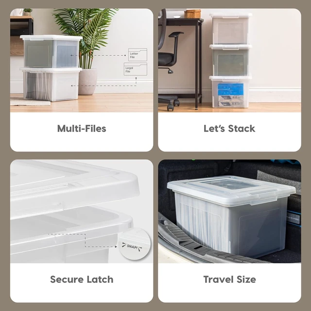 Alt view image 3 of 7 - 4-Pack 35 Qt. Letter File Box with Lid, Pearl Organize lesson plans, classroom files and teaching materials with secure storage for teachers, schools and educators