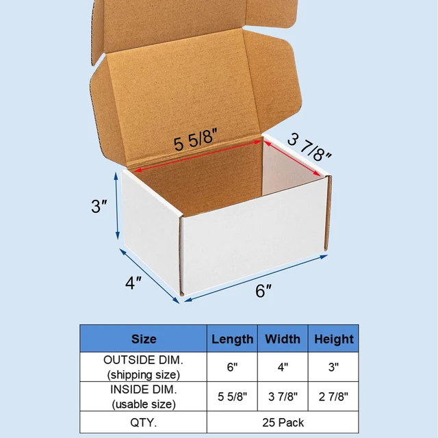 Alt view image 2 of 5 - White Shipping Boxes 6x4x3" 25 Pack Corrugated Cardboard Box 3 Layers, Literature Mailer Packaging Supplies, Mailing Boxes for Small Business