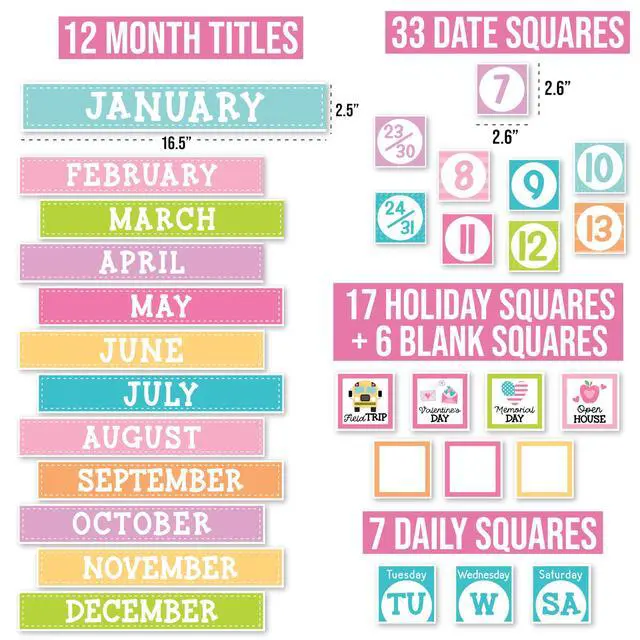 Alt view image 2 of 7 - Classroom Calendar Set -School Calendar Bulletin Board Decor Kids Class Calendar for Pastel Classroom Decor, Kindergarten Preschool Teacher Must Haves, Homeschool & Daycare Essentials