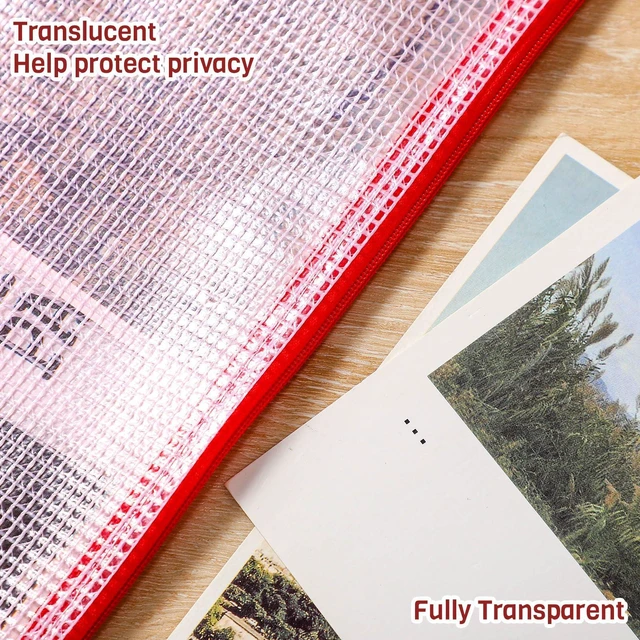 Alt view image 3 of 7 - 100Pcs Mesh Pencil Pouch,Red,A6 Small Zipper Pencil Pouches Bulk, Waterproof Clear Storage Bag, Multipurpose for Cash Board Game Passport Office