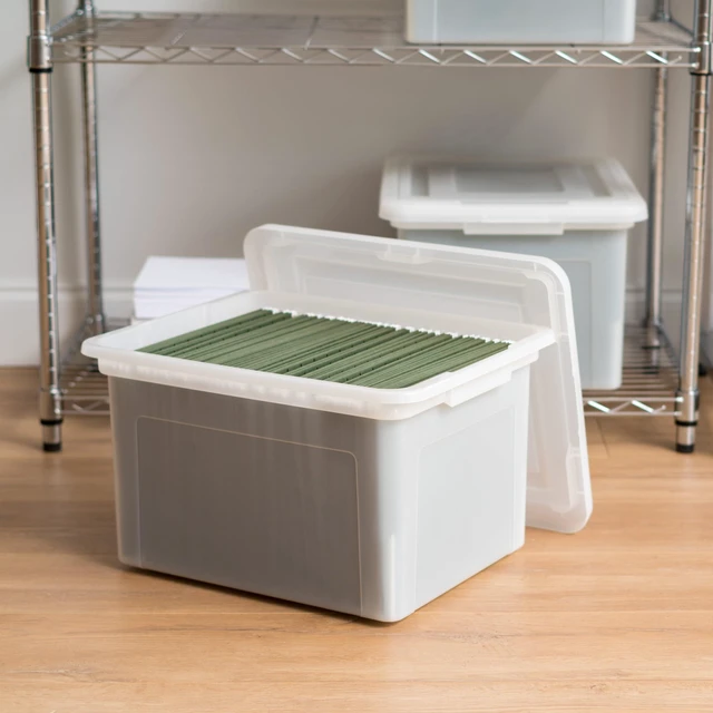 Alt view image 7 of 7 - 4-Pack 35 Qt. Letter File Box with Lid, Pearl Organize lesson plans, classroom files and teaching materials with secure storage for teachers, schools and educators