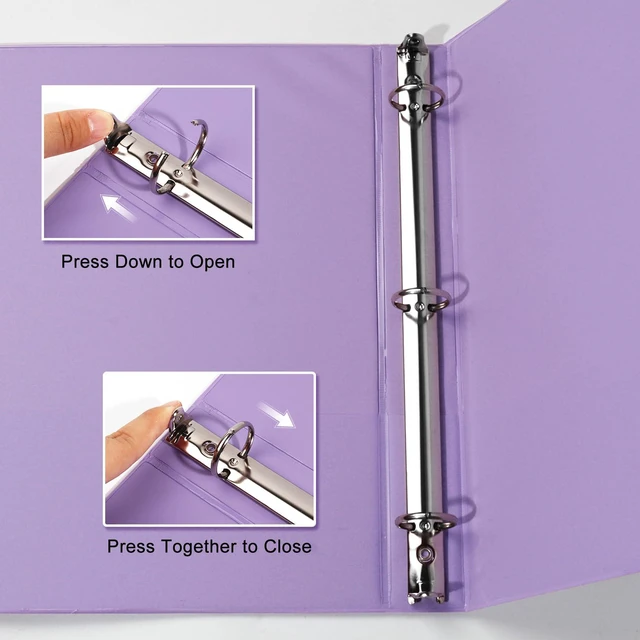 Alt view image 2 of 7 - Sturdy Standard 1 Inch 3 Ring Binder with Clear View Cover 1"Round Ring,PVC-Free Board,Holds 200 Letter Sheets,Morandi Multicolor for Students & Office,6 Pack (Pale Purple)