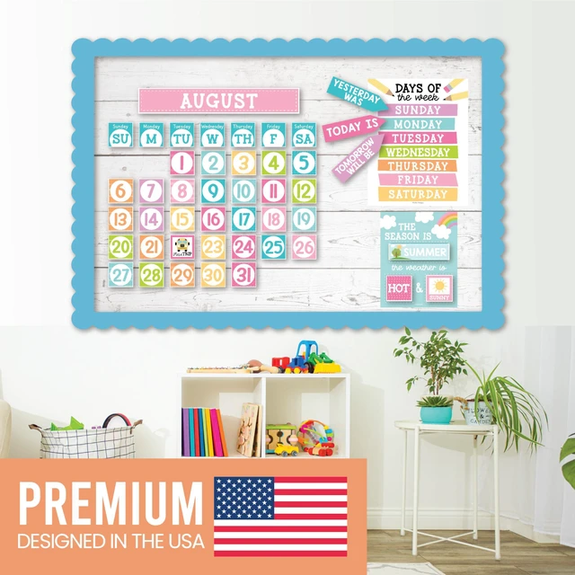 Alt view image 5 of 7 - Classroom Calendar Set -School Calendar Bulletin Board Decor Kids Class Calendar for Pastel Classroom Decor, Kindergarten Preschool Teacher Must Haves, Homeschool & Daycare Essentials