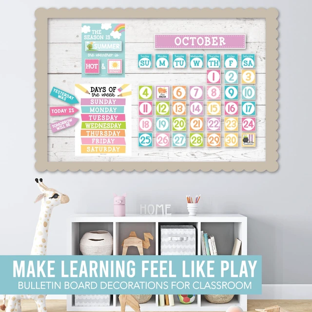 Alt view image 7 of 7 - Classroom Calendar Set -School Calendar Bulletin Board Decor Kids Class Calendar for Pastel Classroom Decor, Kindergarten Preschool Teacher Must Haves, Homeschool & Daycare Essentials
