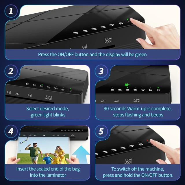 Alt view image 4 of 7 - Laminator 13 inch with Touchscreen 3-6mil Quick Warm Up Auto Off Hot and Cold Laminator with ABS Jam Free, Laminator for Home Office School, Black