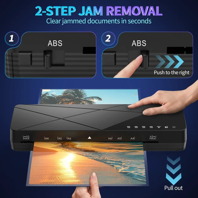 Alt view image 5 of 7 - Laminator 13 inch with Touchscreen 3-6mil Quick Warm Up Auto Off Hot and Cold Laminator with ABS Jam Free, Laminator for Home Office School, Black