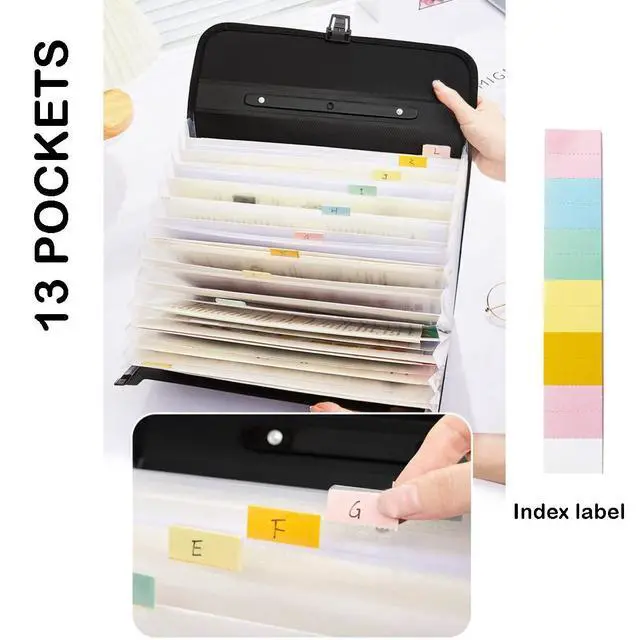 Alt view image 3 of 6 - 2 Pack Extra Large Legal Size/Foolscap 12 Pockets Accordion File Organizer with Handle, Portable Expanding File Folder, Expandable Plastic Document Organizer for Travel School Office