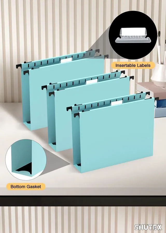 Alt view image 5 of 7 - Plastic Hanging File Folder, 12 Pack, Letter Size, Haze Blue Extra Capacity,12 Pack Reinforced Hang Folders,Heavy Duty 2 Inch Expansion,Filing Cabinet Folder for Bulk Files/Medical Chart
