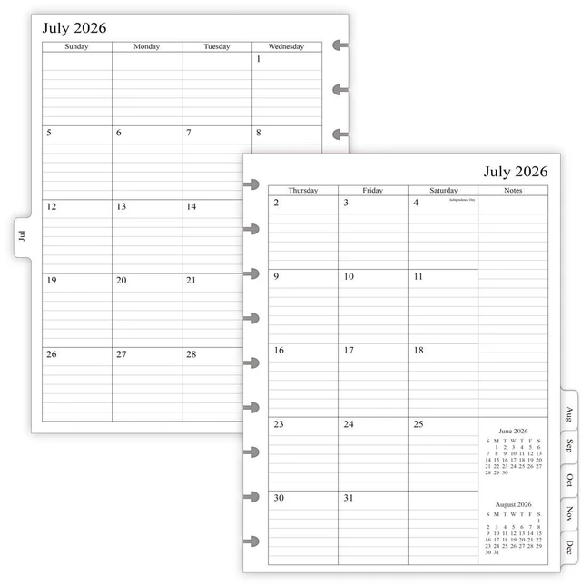 Main image of 2026-2027 Planner Refills for Happy Planner Classic Size, Monthly Pages, Jul 2026 - Dec 2027, 9-Disc Punched, 7" x 9-1/4"