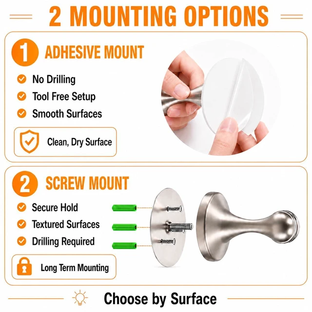 Alt view image 4 of 7 - 8 Pack Magnetic Door Stop No Drilling Door Stop with 3D Adhesive Tapes Keep Door Open Door Stainless Steel Screws for Stronger Mount (Silver)