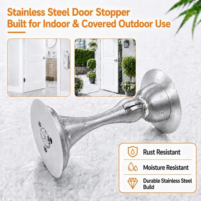 Alt view image 5 of 7 - 8 Pack Magnetic Door Stop No Drilling Door Stop with 3D Adhesive Tapes Keep Door Open Door Stainless Steel Screws for Stronger Mount (Silver)