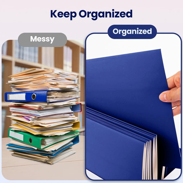 Alt view image 3 of 6 - ® 50 Packs Blue Two Pocket Folders Surface with Waterproofing,Letter Size,Holds 100 Plus Sheets,for School,Office,Business. (50, Blue)