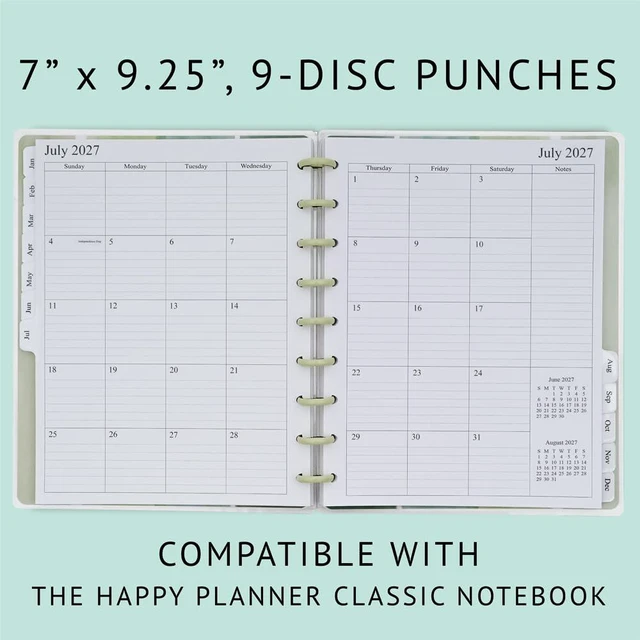 Alt view image 4 of 5 - 2026-2027 Planner Refills for Happy Planner Classic Size, Monthly Pages, Jul 2026 - Dec 2027, 9-Disc Punched, 7" x 9-1/4"