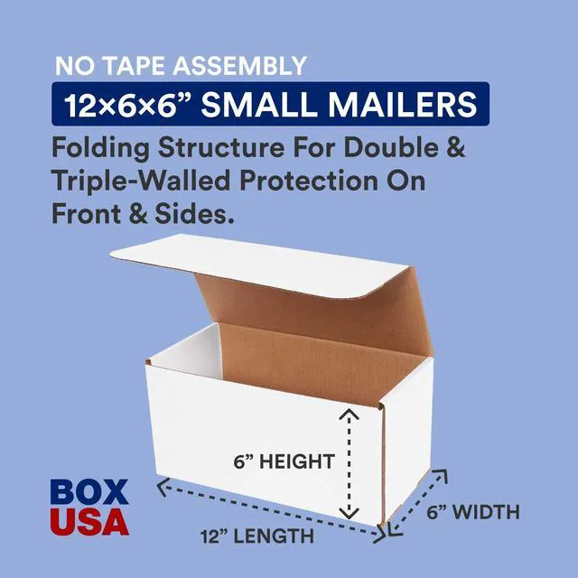 Alt view image 2 of 6 - Shipping Boxes Small 12"L x 6"W x 6"H, 50-Pack | Corrugated Cardboard Mailer for Packing, Moving and Storage 1266