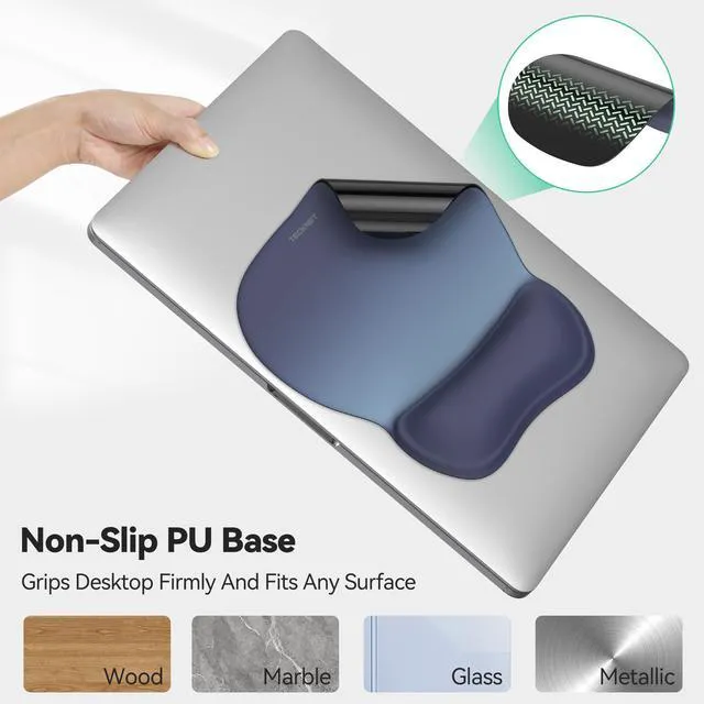 Alt view image 4 of 7 - 2 Pack Gel Ergonomic Mouse Pad with Wrist Rest, Non-Slip PU Base Comfortable Gel Cushion, Pain Relief, Smooth and Waterproof Surface, Mouse Pad with Wrist Rest for Office, Gaming and Study