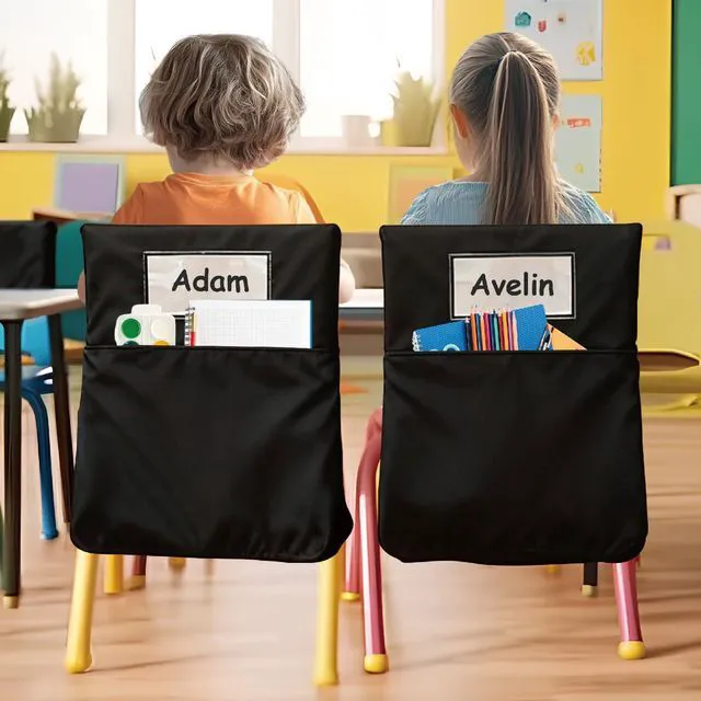 Alt view image 2 of 7 - 24 Pack 19.5 x 16.5 Inch Student Chair Pockets For Classrooms,Seat Sacks Organizer For K-2 Students To Storage,Chair Back Buddy Pocket With Name Tag Slot, Classroom Must Haves