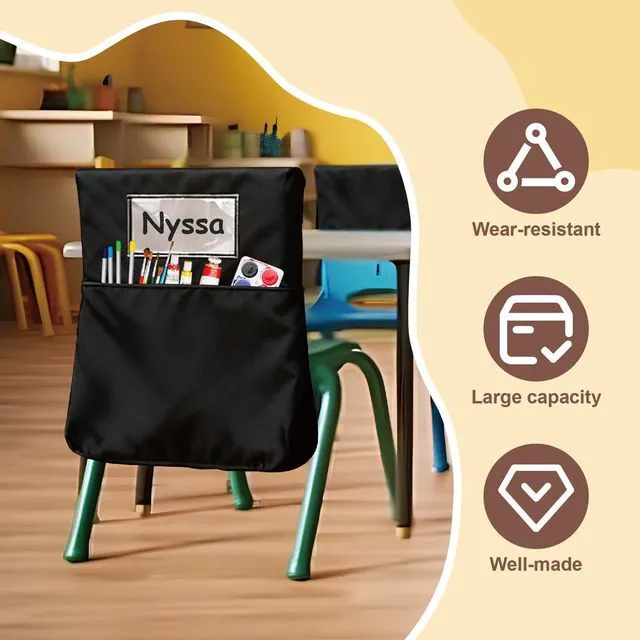 Alt view image 5 of 7 - 24 Pack 19.5 x 16.5 Inch Student Chair Pockets For Classrooms,Seat Sacks Organizer For K-2 Students To Storage,Chair Back Buddy Pocket With Name Tag Slot, Classroom Must Haves