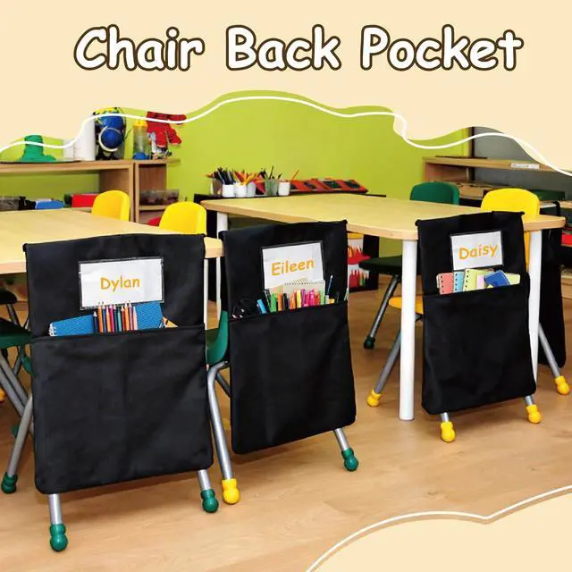 Alt view image 6 of 7 - 24 Pack 19.5 x 16.5 Inch Student Chair Pockets For Classrooms,Seat Sacks Organizer For K-2 Students To Storage,Chair Back Buddy Pocket With Name Tag Slot, Classroom Must Haves