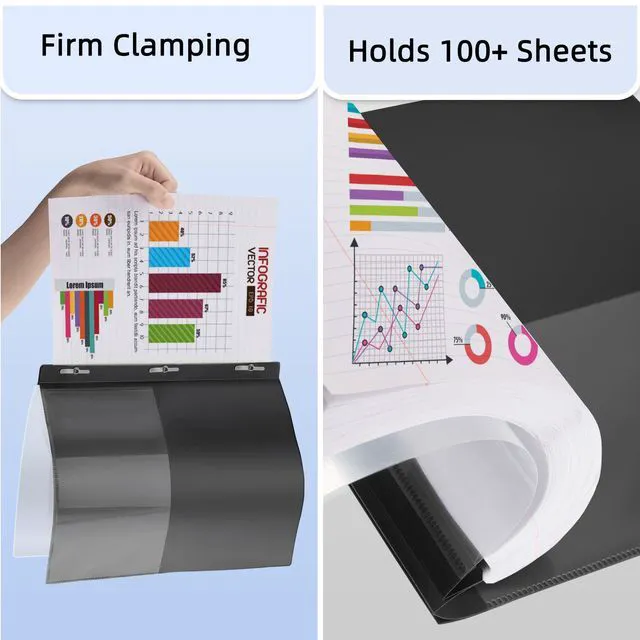 Alt view image 4 of 7 - 12 Pack Plastic Report Covers with 3-Prong Fasteners Clear Front Resume Portfolio Folder for 8.5x11 Letter Size Paper, Presentation Document Report Folders for Office School Use, Black