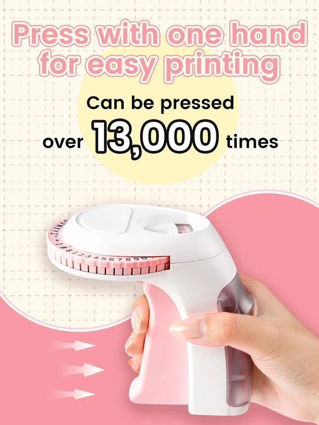 Alt view image 5 of 7 - Pink Embossing Label Maker, Scrapbook Junk Journal Supplies, Retro Embosser Vintage Embossed Manual Labelmaker with 10 Rolls 3D Tapes, for Home Use DIY Crafts & Scrapbooking, Omega S