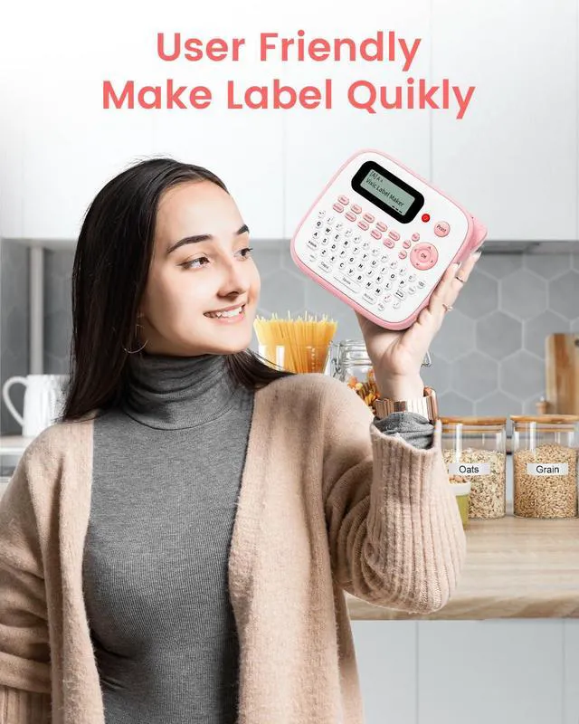 Alt view image 5 of 7 - Pink Label Maker, D210S Label Maker Machine with Tapes Waterproof Handheld Labeler Machine with Keyboard, Multiple Fonts Icons Frames for Home Kids School Items Classroom Office Organization