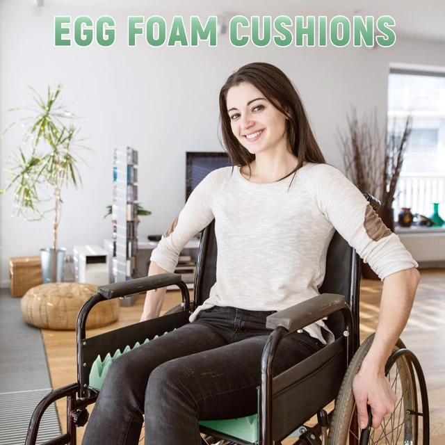 Alt view image 6 of 6 - 2 Pcs Egg Foam Pad,18 X 16 X 4 Inches Egg-Shaped,Light Green Egg Seat Cushions Crate for Chairs, Convoluted Foam Relieves Pressure, Breathable Design, For Wheelchair Office Car Seats