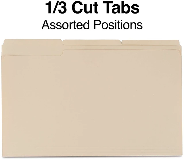 Alt view image 5 of 5 - File Folders, Legal Size, 1/3-Cut Tabs, Manila, 200/Carton Durable paper stock for everyday legal-size document organization
