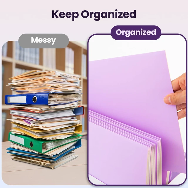 Alt view image 3 of 6 - ® 50 Packs File Folders,File Folder with Pockets Fit Letter Size Paper,File Folders Letter Size,Durable Paper Folders for School, Office, Business. (50, Light Purple)