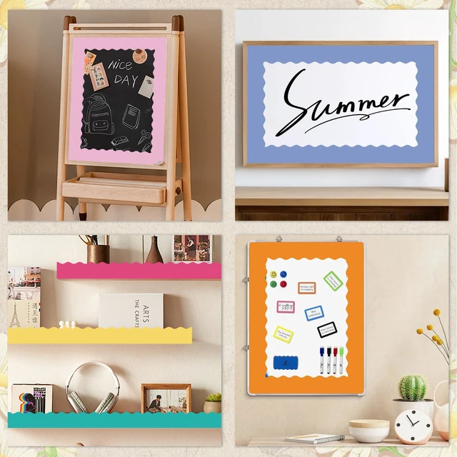 Alt view image 5 of 7 - 216ft Colorful Bulletin Board Borders Decorations, Classroom Must Haves Summer Scalloped Border Trims for Teacher Back to School Supplies, Classroom Chalkboard Door Wall Decor, 6 Rolls