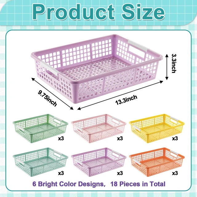Alt view image 2 of 7 - 18 Pack Plastic Turn in Paper Trays for Classroom Storage Bin Basket Organizers for School Teacher Supplies Classroom Office Home Organization and Storage Tray Holds 4A Paper File (Pastel)
