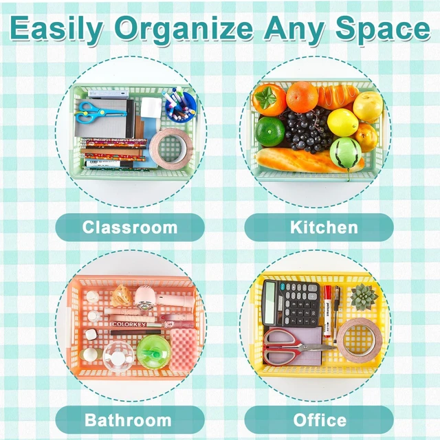 Alt view image 5 of 7 - 12 Pack Plastic Turn in Paper Trays for Classroom Storage Bin Basket Organizers for School Teacher Supplies Classroom Office Home Organization and Storage Tray Holds 4A Paper File (Pastel)