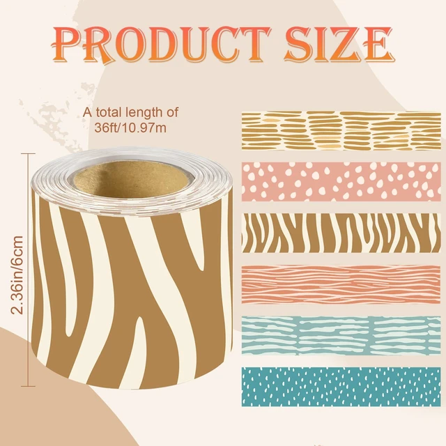 Alt view image 3 of 7 - 216 Feet Boho Bulletin Board Borders, 6 Rolls Boho Classroom Decor Irregular Stripes and Dots in Colour Straight Rolled Borders Trim for Back to School Classroom Wall Door Decoration