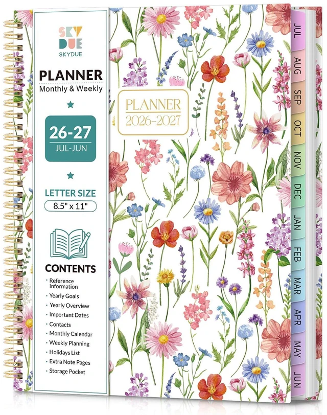 Main image of 2026-2027 Monthly and Weekly Academic Planner, July 2026-June 2027, 8.5"x11", Agenda Calendar with Colorful Tabs and Storage Pocket, Ideal for School Office Supplies