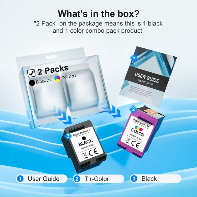 Alt view image 5 of 7 - 61XL Ink Cartridge Replacement for HP Ink 61 for HP 61 Ink Works with HP Envy 4500 5530 5534 4502 Deskjet 1000 1010 2540 3000 3510 Officejet 4630 4635 Printer (2 Pack)