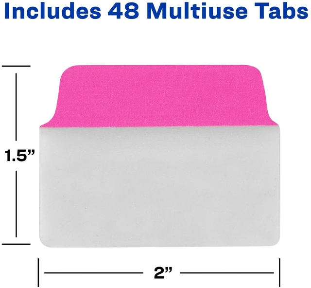 Alt view image 7 of 7 - Ultra Tabs, 2" x 1.5" Repositionable, Neon, 48 Tabs For Marking Pages in Books and Planners, Clear Body, 2-Side Writable Ultra Tabs, Repositionable Adhesive, Smudge-Resistant