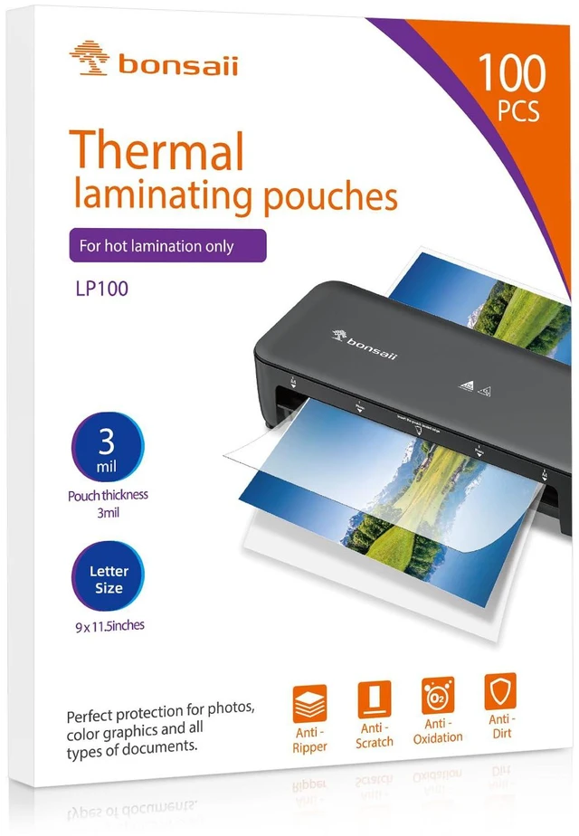 Main image of 3mil Thermal Laminating Sheets, 100 PCS Letter Size Clear Pouches 9 x 11.5 inches, durable waterproof photo protection, fits all 9 and 13 inch thermal laminator machines